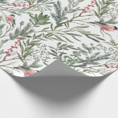 Winter Bird Waterverf Kerstmis Cadeaupapier (Hoek)