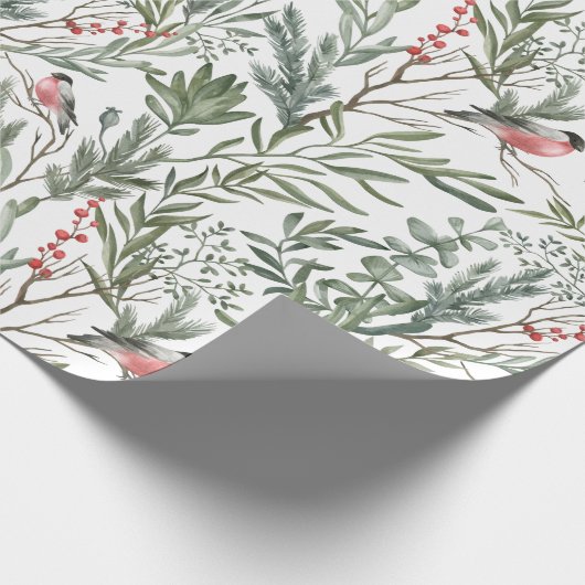 Winter Bird Waterverf Kerstmis Cadeaupapier (Hoek)