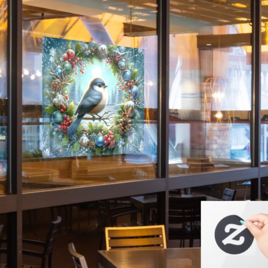 Winter Bird Window Cling Raamsticker (Restaurant Raam)