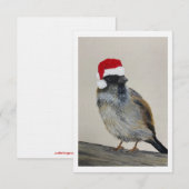 Winter bird with Santa hat - Original Artwork Kaart (Voorkant / Achterkant)