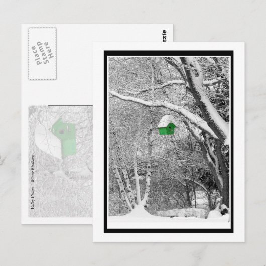 Winter Birdhouse Briefkaart (Voorkant / Achterkant)