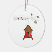 Winter Birdhouse Keramisch Ornament (Links)