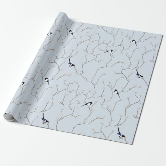 Winter BIrds Cadeaupapier (Uitgerold)