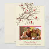 Winter Birds Family Holiday Card (maroon) Feestdagenkaart (Voorkant / Achterkant)