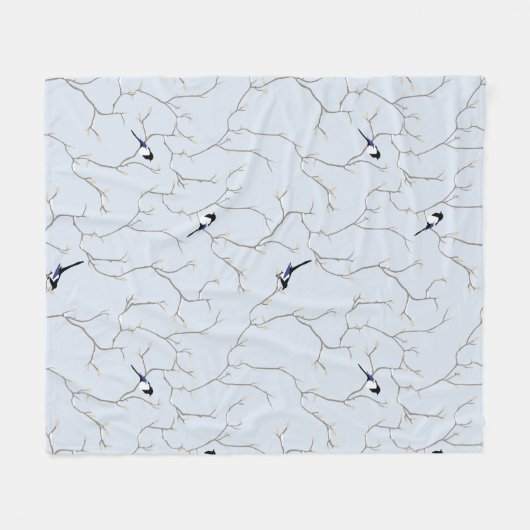 Winter BIrds Fleece Deken (Voorkant (Horizontaal))