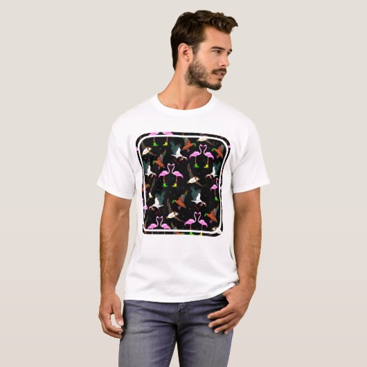 Winter Birds Funny Pattern T-shirt (Voorkant volledig)