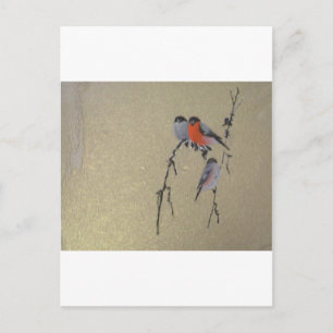 Winter Birds Gold Briefkaart