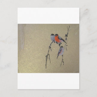 Winter Birds Gold Briefkaart