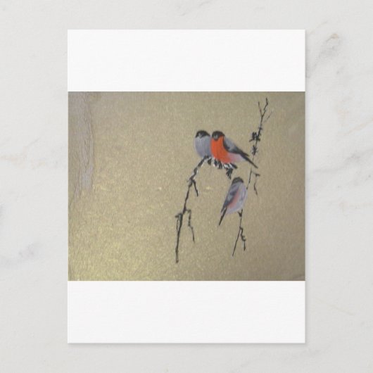 Winter Birds Gold Briefkaart (Voorkant)