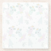 Winter Birds Kerstbomen Iceberg Doodle Glazen Onderzetter (Achterkant)