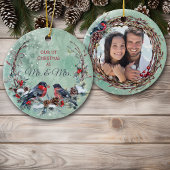 Winter Birds Mr & Mrs Photo Template Keramisch Ornament