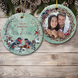 Winter Birds Mr & Mrs Photo Template Keramisch Ornament