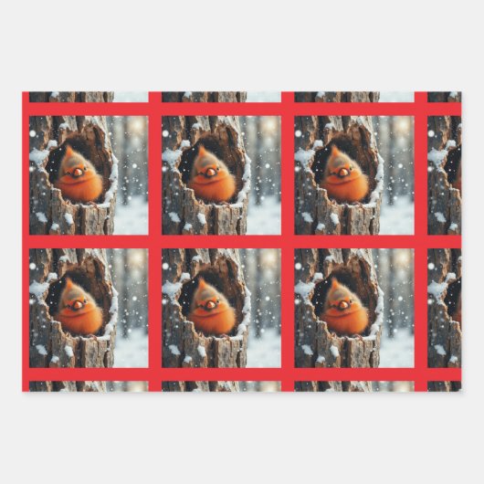 Winter Birds Natural Inpakpapier Vel (Voorkant 2)