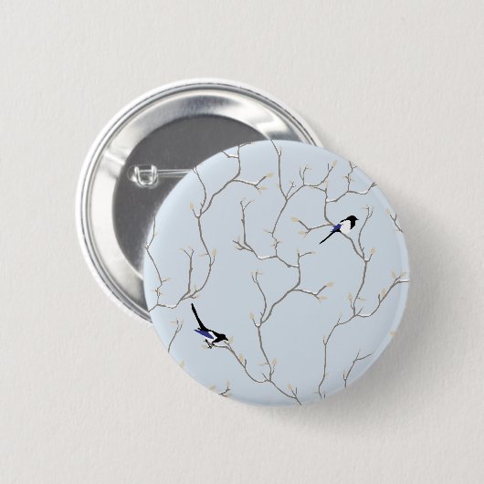 Winter Birds Ronde Button 5,7 Cm (Voorkant /achterkant)