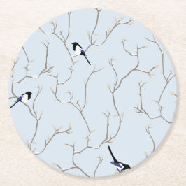 Winter BIrds Ronde Kartonnen Onderzetter