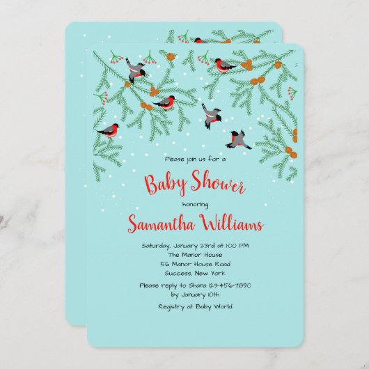 Winter Birds Uitnodiging (Voorkant / Achterkant)