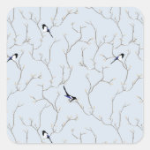 Winter BIrds Vierkante Sticker (Voorkant)