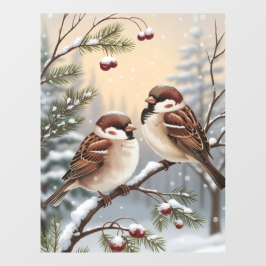 Winter Birds Window Cling Raamsticker (Vel)
