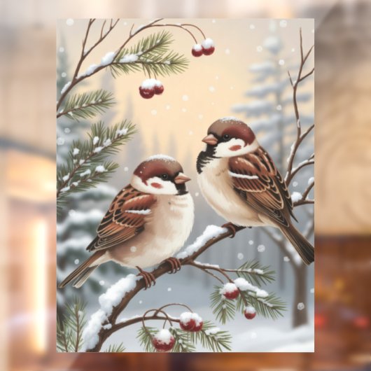 Winter Birds Window Cling Raamsticker (Vel 2)