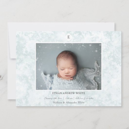 Winter Birth Announcement Baby Boy Aankondiging (Voorkant)