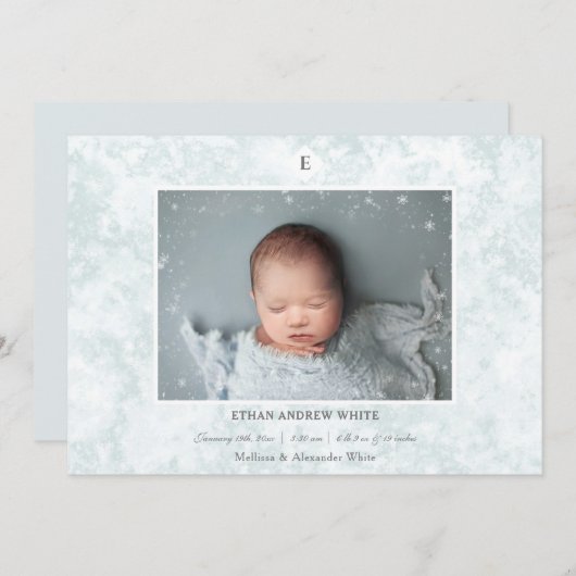Winter Birth Announcement Baby Boy Aankondiging (Voorkant / Achterkant)