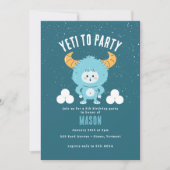 Winter Birthday Blue Boy Snow "Yeti to Party" Kaart (Voorkant)