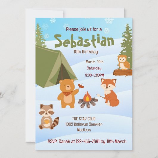 Winter Birthday invitation  Kaart (Voorkant)