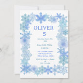 Winter Birthday Invitation, Minimalist Snowflake  Kaart (Voorkant)
