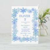 Winter Birthday Invitation, Minimalist Snowflake  Kaart (Staand voorkant)