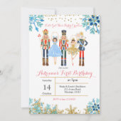 Winter Birthday Invitation Nutcracker Kaart (Voorkant)