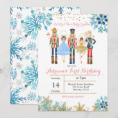 Winter Birthday Invitation Nutcracker Kaart (Voorkant / Achterkant)