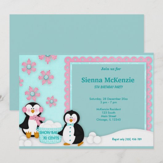 Winter Birthday Kaart (Voorkant / Achterkant)