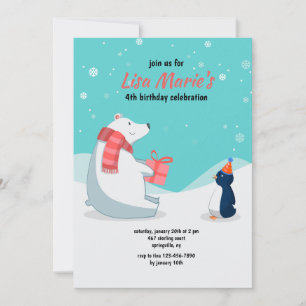 Winter Birthday Party Invitation Kaart