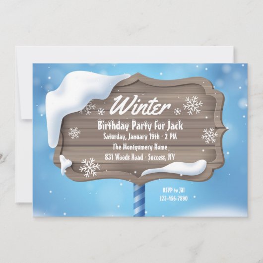 Winter Birthday Party Invitation Kaart (Voorkant)