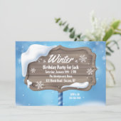 Winter Birthday Party Invitation Kaart (Staand voorkant)