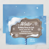Winter Birthday Party Invitation Kaart (Voorkant / Achterkant)