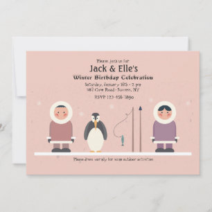 Winter Birthday Party Invitation Kaart