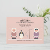 Winter Birthday Party Invitation Kaart (Staand voorkant)