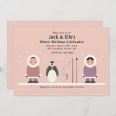 Winter Birthday Party Invitation Kaart (Voorkant / Achterkant)