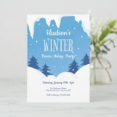 Winter Birthday Party Invitation Kaart (Staand voorkant)