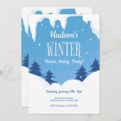 Winter Birthday Party Invitation Kaart (Voorkant / Achterkant)