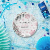 Winter Birthday Pink Papieren Bordje (Feest)