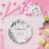 Winter Birthday Pink Papieren Bordje (Feest)