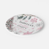 Winter Birthday Pink Papieren Bordje (Gekanteld)