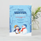 Winter Birthday Uitnodiging (Staand voorkant)