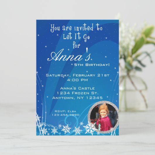 Winter Birthday Uitnodiging met Afbeelding (Staand voorkant)