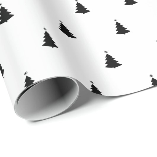 Winter Black and White Kersttree Holiday Cadeaupapier (Rol Hoek)