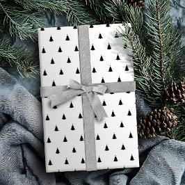 Winter Black and White Kersttree Holiday Cadeaupapier