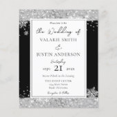 Winter Black en Silver Glitter Wedding Invitation (Voorkant)