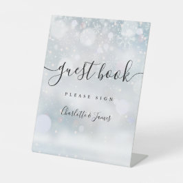 Winter Black handtekening script gastboek Reclamebord Met Voetstuk
